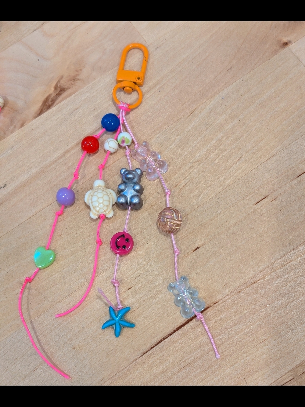 Pink Beaded Keychain Bag Charm